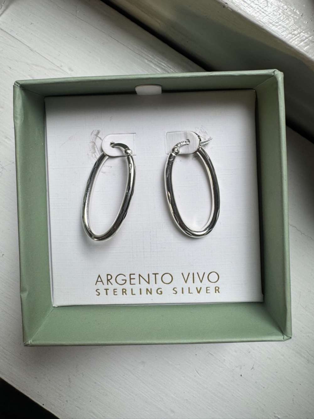Argento Vivo - Genuine Sterling Silver Polished Oval Hoop Earrings